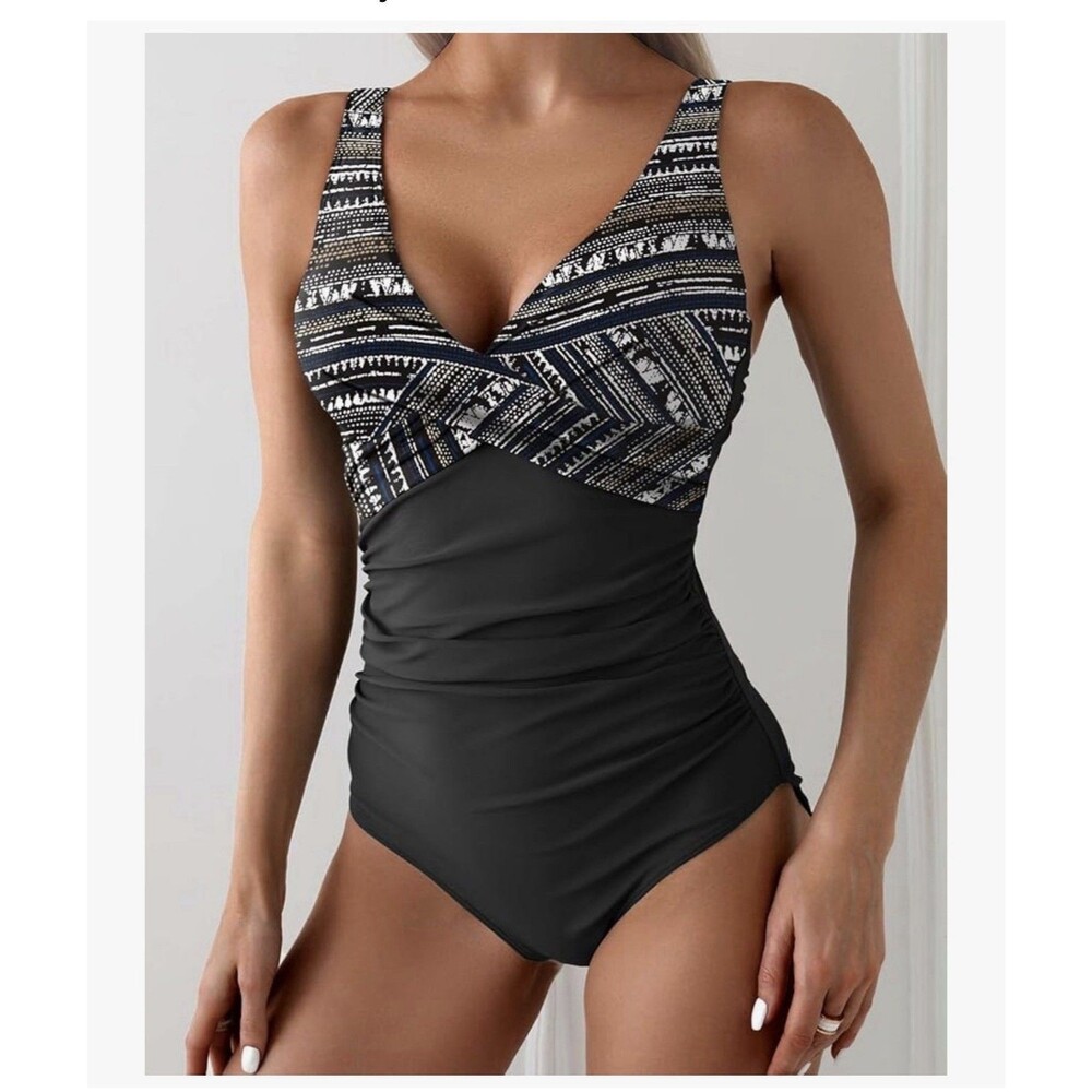 Eomenie Women's One Piece Swimsuit Tummy Control Ruched Push Up Bathing Suit XL - Picture 3 of 13